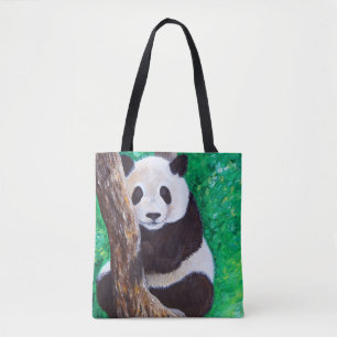 Tote Bag Panda dans une peinture d'arbre