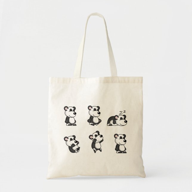 Tote Bag panda, dessin animé, mignonette (Devant)