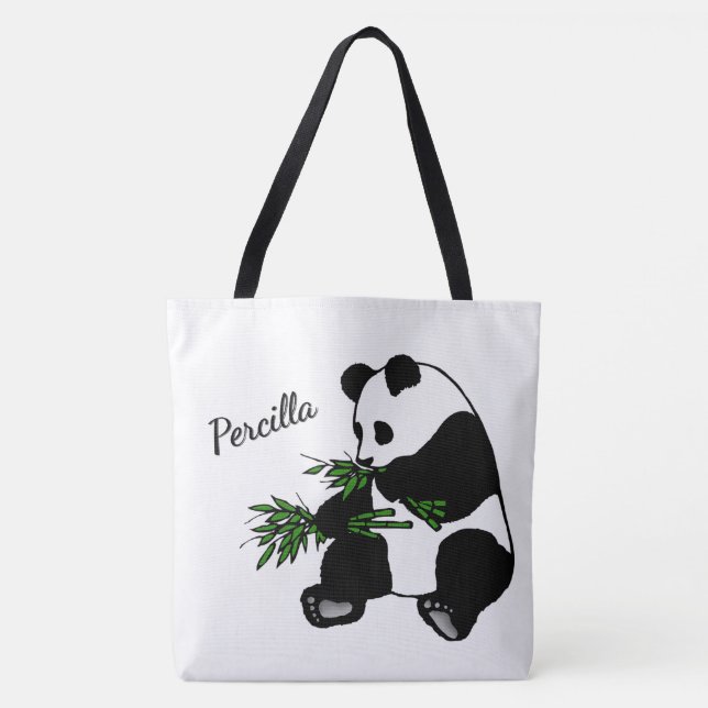 Tote Bag Panda géant mange nom bambou   (Devant)