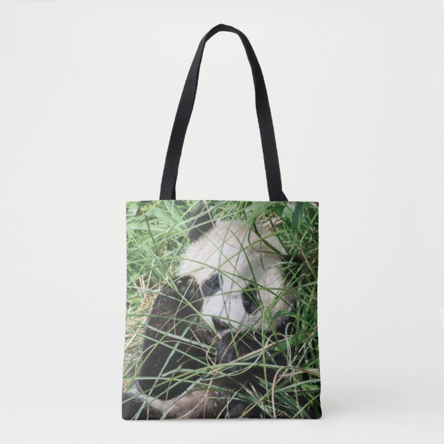 Tote Bag Panda Géant Se Cache Dans L'Herbe (Devant)