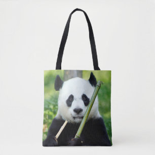 Tote Bag Panda géant tenant du bambou