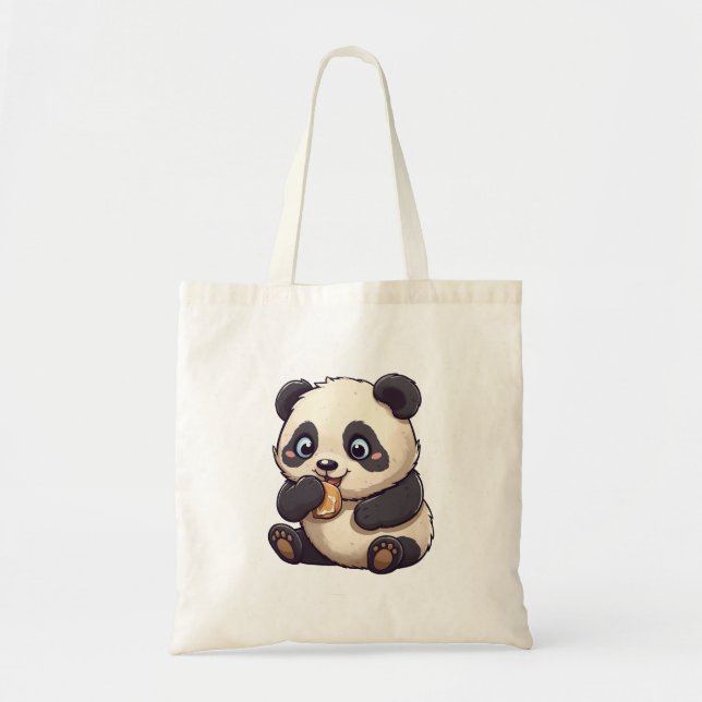 Tote Bag Panda mange un biscuit (Devant)