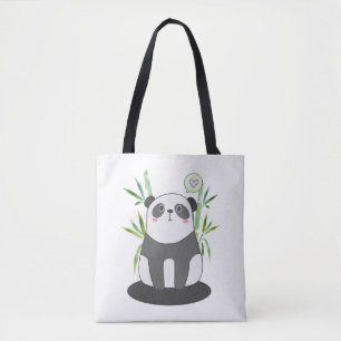 Tote Bag Panda noir et blanc mignonne en Bambou