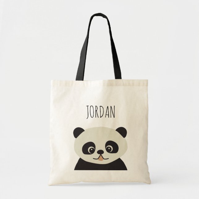 Tote Bag Panda Pal : Illustration personnalisée de Panda Fo (Devant)
