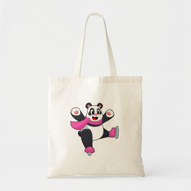 Tote Bag Panda Patinage sur glace Patins sur glace (Devant)