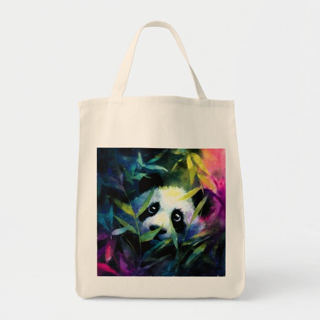 Tote Bag Panda Peeking Bamboo Aquarelle (Devant)
