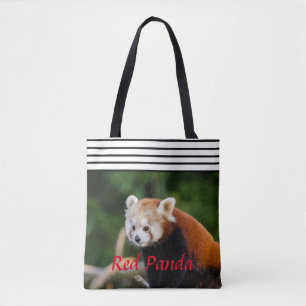 Tote Bag Panda rouge chic rayé