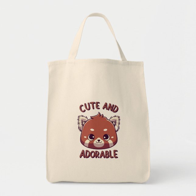 Tote Bag Panda rouge mignonne et adorable (Devant)