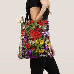 Tote Bag Panier coloré de fleurs annuelles d'été