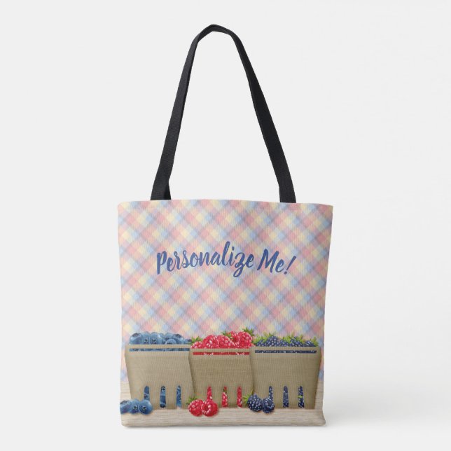 Tote Bag Panier de fruits framboise, bleuet, mûre (Dos)
