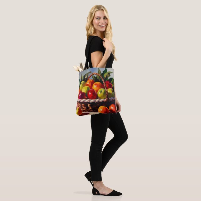 Tote Bag Panier de pomme, peinture à vie fixe, (Sur le modèle)
