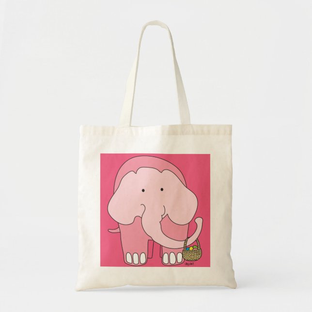 Tote Bag Panier tout en forme d'éléphant de Pâques (Devant)