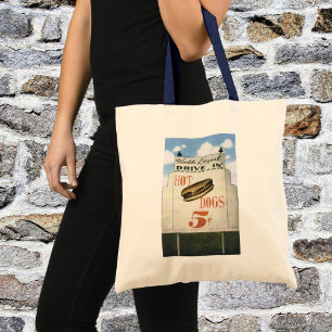 Tote Bag Panneau d'affichage vintage, plus grand drive-in a