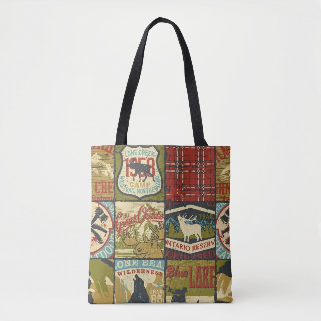 Tote Bag Panneau d'aventure et symbole patchw des territoir (Devant)