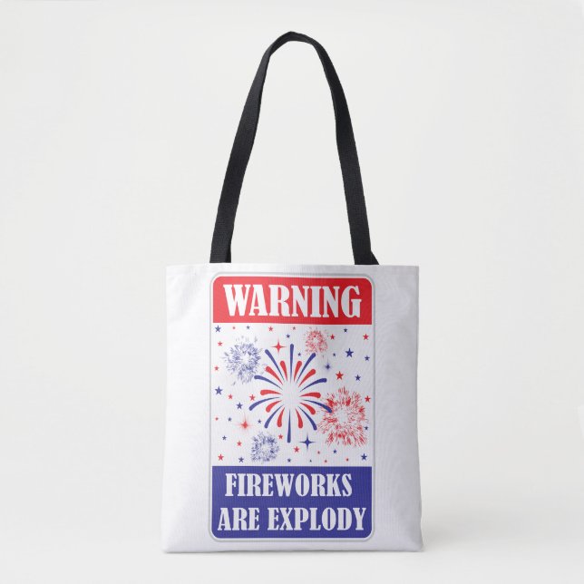 Tote Bag Panneau d'avertissement de feux d'artifice (Devant)