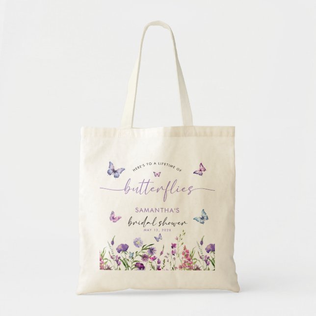 Tote Bag Panneau de bienvenue pour la Baby Shower Papillons (Devant)