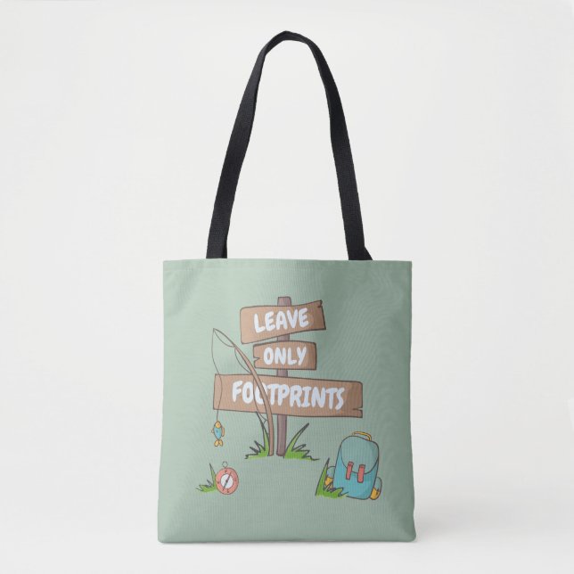 Tote Bag Panneau de camping randonnée Empreintes de pas uni (Devant)