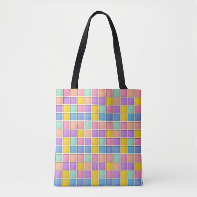 Tote Bag Panneau de grille géométrique coloré (Devant)