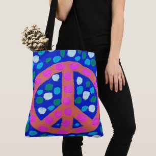 Tote Bag Panneau de Paix Orange bleu