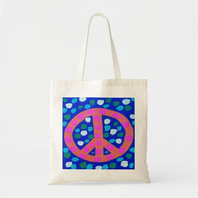 Tote Bag Panneau de Paix Orange bleu (Devant)