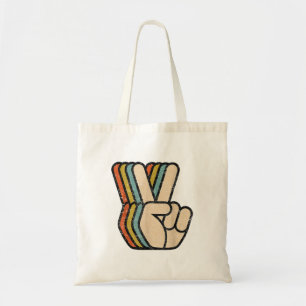 Tote Bag Panneau de Paix Rétro V Doigts Vintage 60s les ann