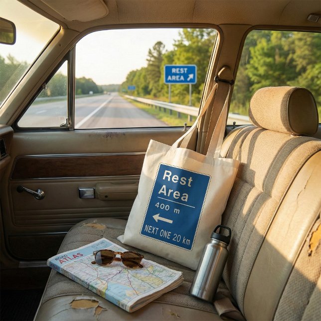 Tote Bag Panneau de signalisation d'aire de repos à 400m à  (Créateur téléchargé)