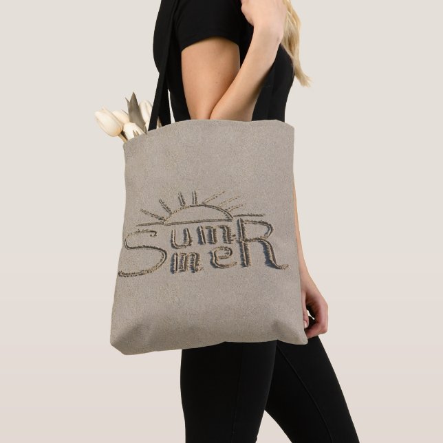 Tote Bag Panneau d'été sculpté sur le sable de la plage (De près)