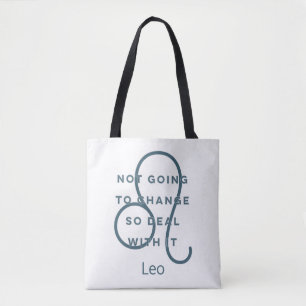 Tote Bag Panneau Leo Zodiac Fun Citation Bleu & Blanc