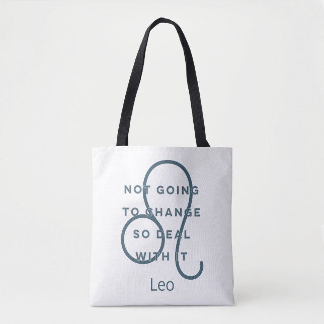 Tote Bag Panneau Leo Zodiac Fun Citation Bleu & Blanc (Devant)