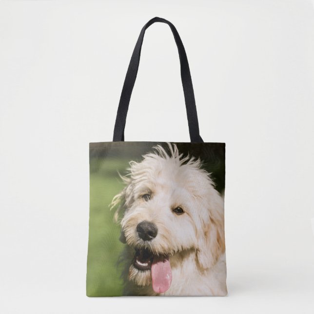 Tote Bag Panneaux de coquelicot de Goldendoodle (Devant)