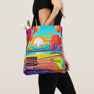 Tote Bag Panorama de coucher de soleil de l'oasis urbaine