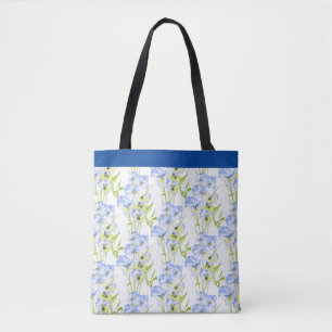 Tote Bag Pansies bleues sur une Fourre-tout
