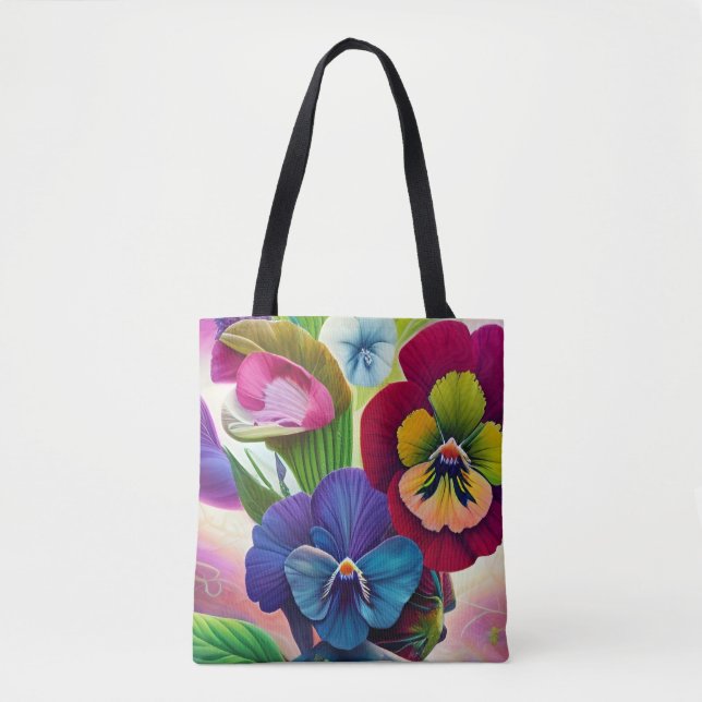 Tote Bag Pansies sur un clamshell (Devant)