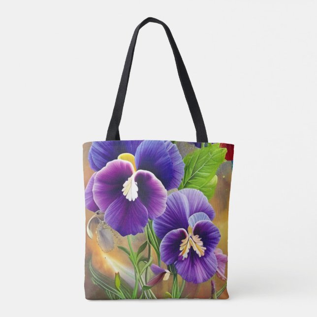 Tote Bag Pansies violettes (Dos)