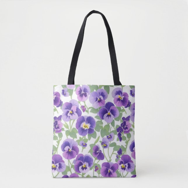Tote Bag Pansies violettes Pastel Graphic (Devant)