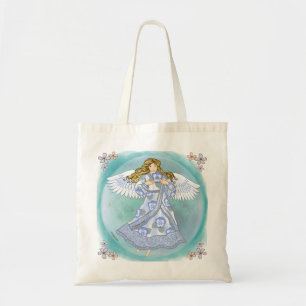 Tote Bag Pansy flower Christian angel