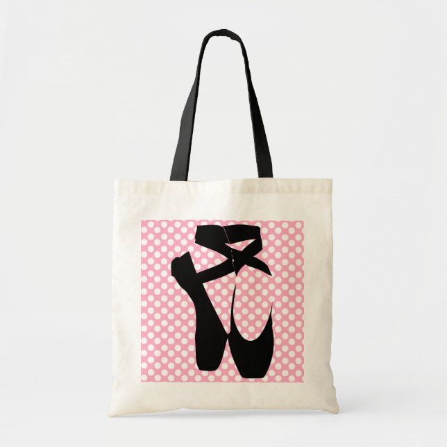 Tote Bag Pantoufles Fourre-tout de ballet de noir de point (Devant)