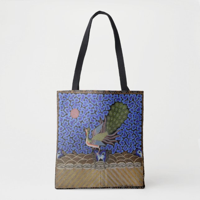 Tote Bag paon, art chinois, cru (Devant)