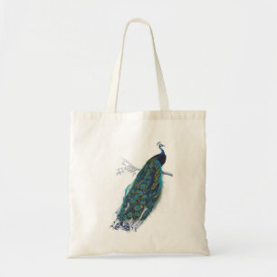 Tote Bag Paon bleu avec de belles plumes de queue