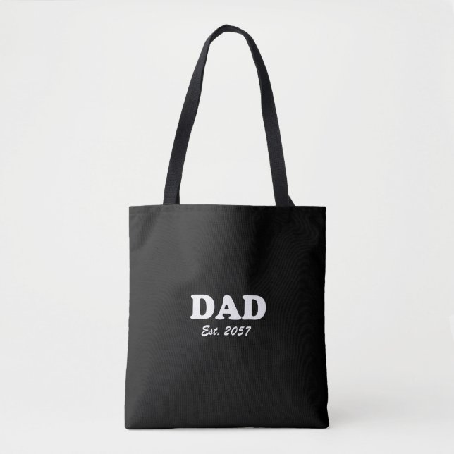 Tote Bag Papa Custom Est date moderne typographie noir (Devant)