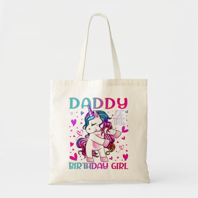 Tote Bag Papa de l'anniversaire fille Flossing Unicorn Papa (Devant)