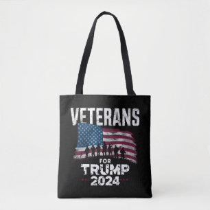 Tote Bag Papa Grand-père Vétérans Pour Trump 2024 Drapeau A