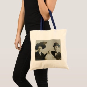 Tote Bag Papa malaisé dans la famille Bowler RPPC B&W Photo
