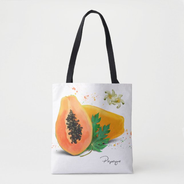 Tote Bag Papaya. Aquarelle (Devant)