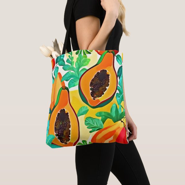 Tote Bag Papaya Pop Art Tropical (De près)