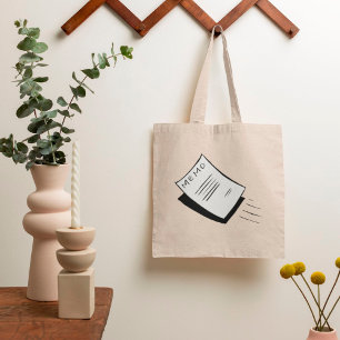 Tote Bag Papier Mémo Minimaliste Esquisse Dessinée à la Mai
