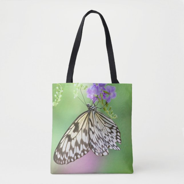 Tote Bag Papier papillon kite en vert et violet (Devant)