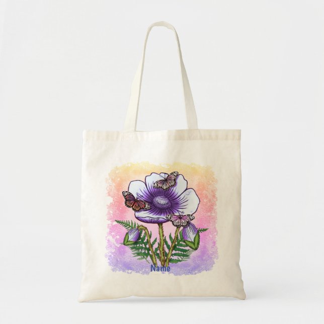 Tote Bag Papier Papillon Poppy Violet  (Devant)
