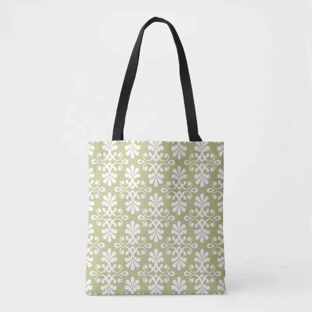 Tote Bag Papier peint floral de damassé (Devant)