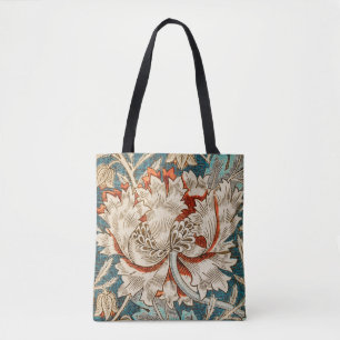Tote Bag Papier peint floral Morris Teal Blue Honeysuckle